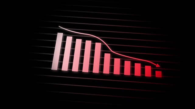 Animated down graph icon designed business or finance concept icon. Finance, Business Info graphic animation, Bar graph. business loss graph show chart.