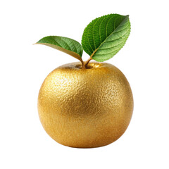 Golden Kiwi fruit with leaf on transparent background