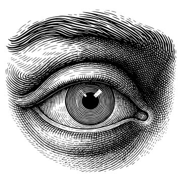 Detailed Human Eye Vintage Engraving Style Illustration