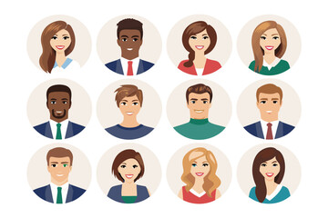 Diverse Portrait Collection: A colorful array of individuals, each portrayed in a unique and friendly headshot style.