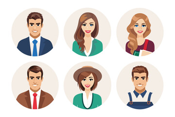 Diverse Portrait Collection: A captivating array of diverse individuals, each portrayed in a vibrant circle, exudes a sense of uniqueness and personality, Perfect for representing a variety of people.