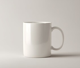 Obraz premium Simple white mug, glossy finish, studio shot
