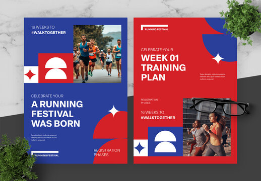 Blue And Red Run Event Flyer