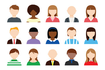 Human Icons - Diverse Portraits Representing Modern Community. Colorful and Inclusive Collection.