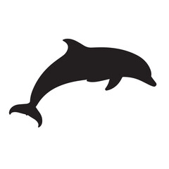 Fototapeta premium Sleek Silhouette A Leaping Dolphin's Graceful Dance in Black Against White, a vector illustration, perfect for ocean themes and marine life designs.