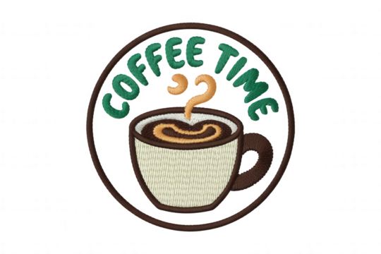 Coffee cup with steam and text beverage