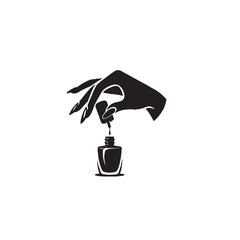 Nail Polish Pouring Silhouette on White Background – Vector Illustration for Cosmetic Elegance, Symbolic Beauty, and Surreal Motion Concepts