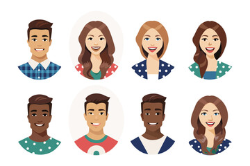 Diverse Portrait Collection: A vibrant collection of illustrated headshots, showcasing a spectrum of people. This artwork features a range of facial expressions.