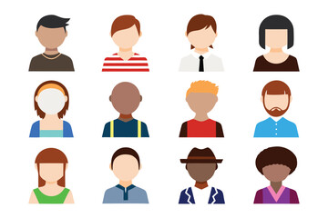 Avatar Variety: A collection of illustrated avatar icons, each representing a diverse range of individuals with unique hairstyles, offering a versatile representation of modern society.