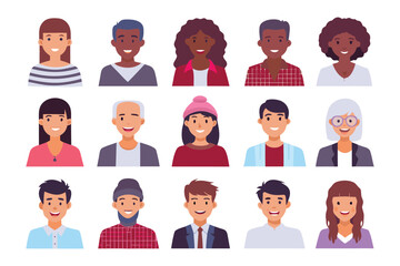 Diverse Faces: A captivating collection of diverse portraits, each face uniquely expresses personality, celebrating the beauty of individuality and the rich tapestry of human existence.