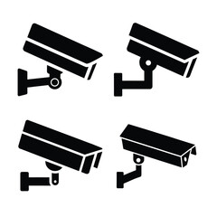 security camera icon silhouette in angled flat st