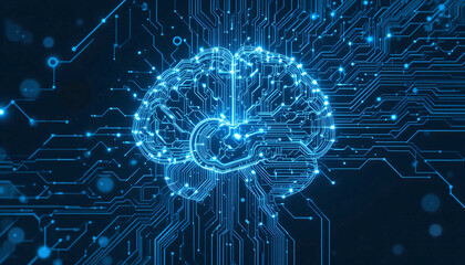 Logic Circuit Mind – Abstract Tech-Inspired Blue and Grey Artwork Representing Rational Thinking