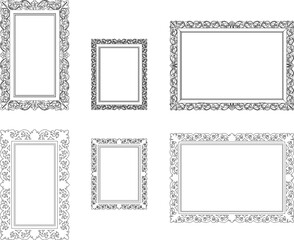 Vector sketch illustration silhouette design detail of classic vintage ethnic mirror glass frame