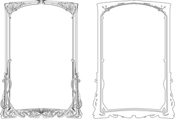 Vector sketch illustration silhouette design detail glass mirror frame classic gothic vintage ethnic floral traditional modern