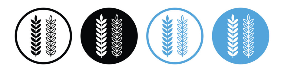 Wheat and Grain Icons Set – Stylized Ears of Wheat, Barley, and Rye for Agriculture and Harvest Design, vector illustration.