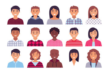 Diversity in Faces: A compilation of fifteen unique faces representing a cross-section of society, embodying the beauty of human diversity and cultural inclusion. 