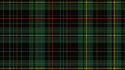 Stewart Clan Tartan with dark green base, red, black lines, subtle yellow accents, 3D woven effect, modern textured, ultra-detailed, contemporary, rich, stylish, high-resolution, heritage, elegant.