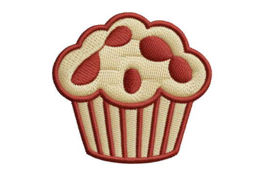 Embroidered cupcake with red dots embroidery dessert
