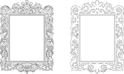 Vector sketch illustration silhouette design detail glass mirror frame classic gothic vintage ethnic floral traditional 