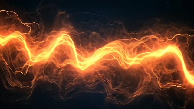 Abstract orange wave pattern representing energy flow, set against a dark background with smooth movement