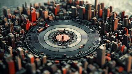 Abstract cityscape circular design