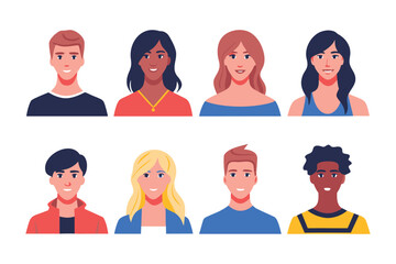 Diverse Faces: A compilation of stylized portraits showcasing the beautiful tapestry of human diversity, Each individual embodies a unique look