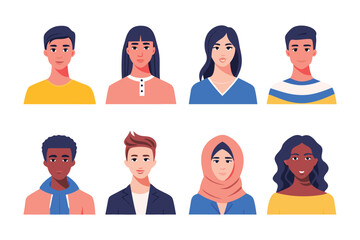 Diverse Faces: A collection of diverse faces, showcasing various ethnicities and hairstyles.  Each individual has a unique appearance and expression.