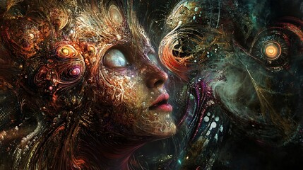 Abstract face portrait digital art