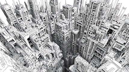 Abstract cityscape drawing