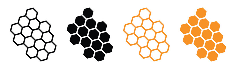 Obraz premium Bee Honeycomb Vector Set – Abstract Yellow Pattern for Background and Design,Vector , illustration. 