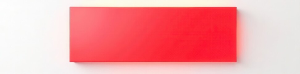 Bright red rectangular sign against white wall, element, banner