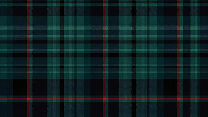 Davidson Clan Tartan with navy and green base, red, black lines, soft gradient fade, moody, atmospheric, subtle, high-resolution, elegant, understated, artistic, textured, stylish, classic, detailed.
