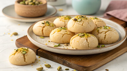 Traditional Nankhatai Biscuits with Cracked Tops &ndash; Realistic Indian Shortbread Cookies