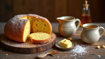 a traditional Australian damper bread, round in shape with a rustic