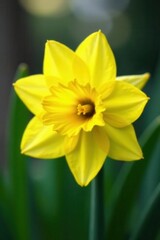 Fototapeta premium Vibrant yellow daffodil blossom, close-up view , blossom, wildflower