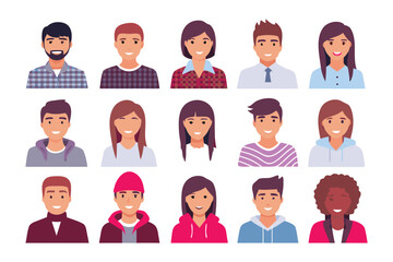 Human Face Variety: A diverse array of avatars, each embodying unique expressions and styles, create a mosaic of individual character portraits.