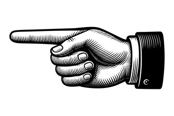 Vintage Engraved Hand Pointing Left Isolated Illustration
