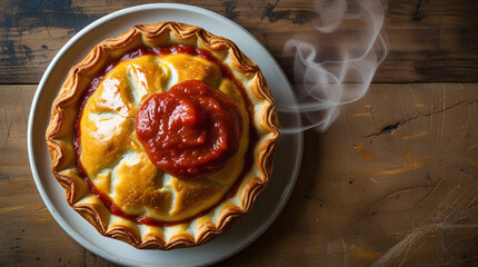 golden flaky crust of a freshly baked, classic Australian meat pie