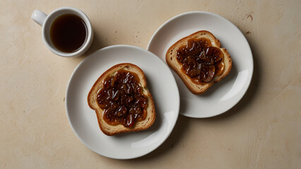 Australian vegemite spread on buttered toast slices