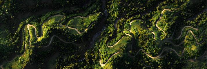 Aerial 'X-Mark' Trails: Nature's Hidden Paths Weaving Through Lush Landscape