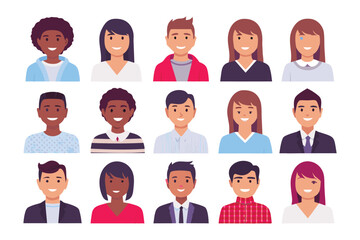 Diverse Avatar Set: A collection of diverse and friendly cartoon avatars, perfect for website design, social media, or any project needing inclusive representation.