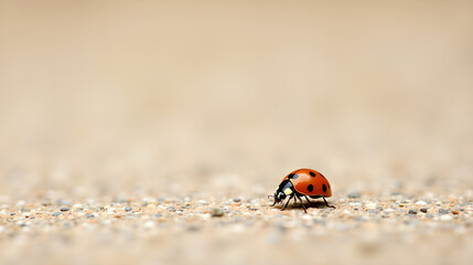 Close-Up of Ladybug Walking on Sand
