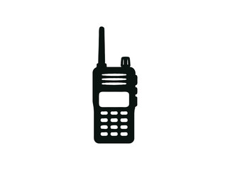 Black silhouette of a walkie talkie radio isolated on transparent background