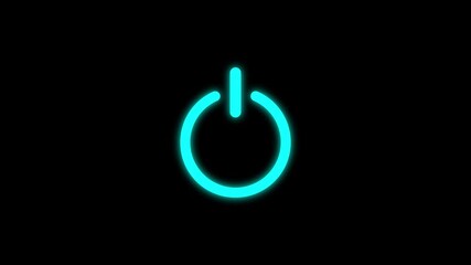 Power icon animation. Neon line power icon The appearance of neon symbol power off ,alpha channel.