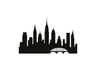 Naklejka premium New york city skyline silhouette with bridge isolated on transparent background