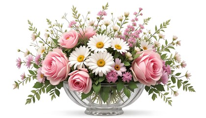 Obraz premium Beautiful Floral Arrangement of Roses and Daisies.