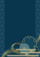 日本の伝統文様　青海波　雪輪　菊　立沸　藍