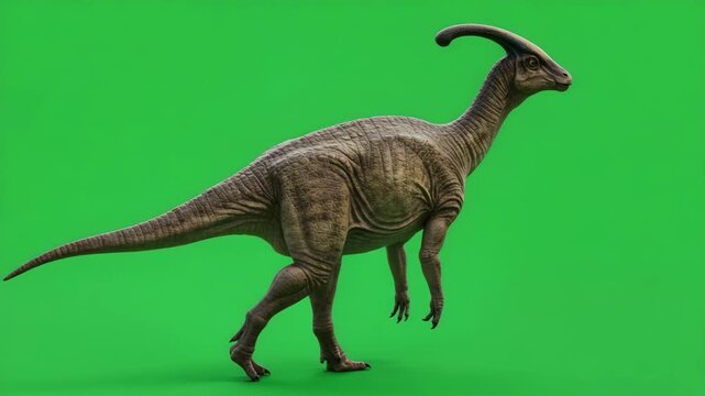Parasaurolophus animal walking on green screen background