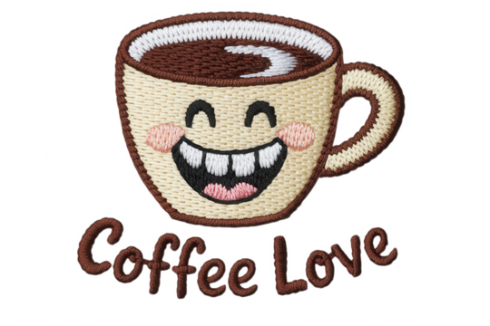 Happy coffee cup with text happy face beverage