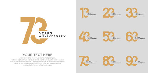 Anniversary logo set vector design, brown color for celebration event